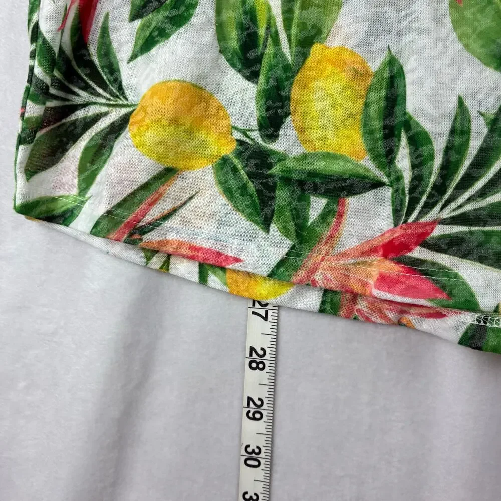 Ruby Rd Short Sleeve T-Shirt Top Women's XL Yellow Lemon Tropical Floral Resort